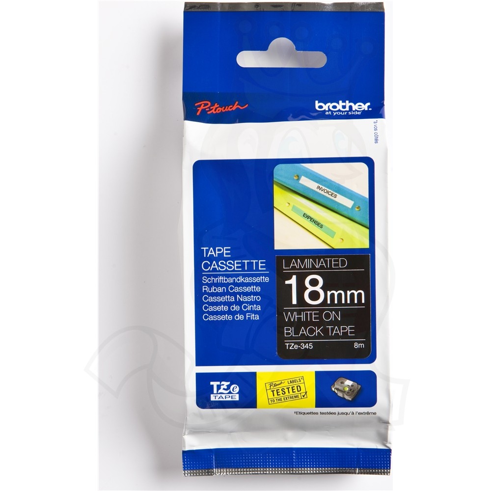Fita Brother P-Touch Preto/Branco 18 mm x 8 m