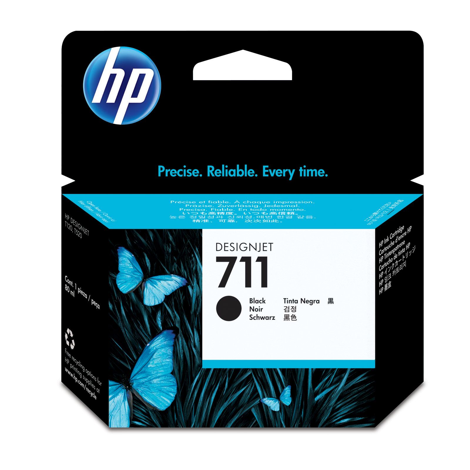 Tinteiro Preto HP DesignJet T120/T520 - 80 ml -711
