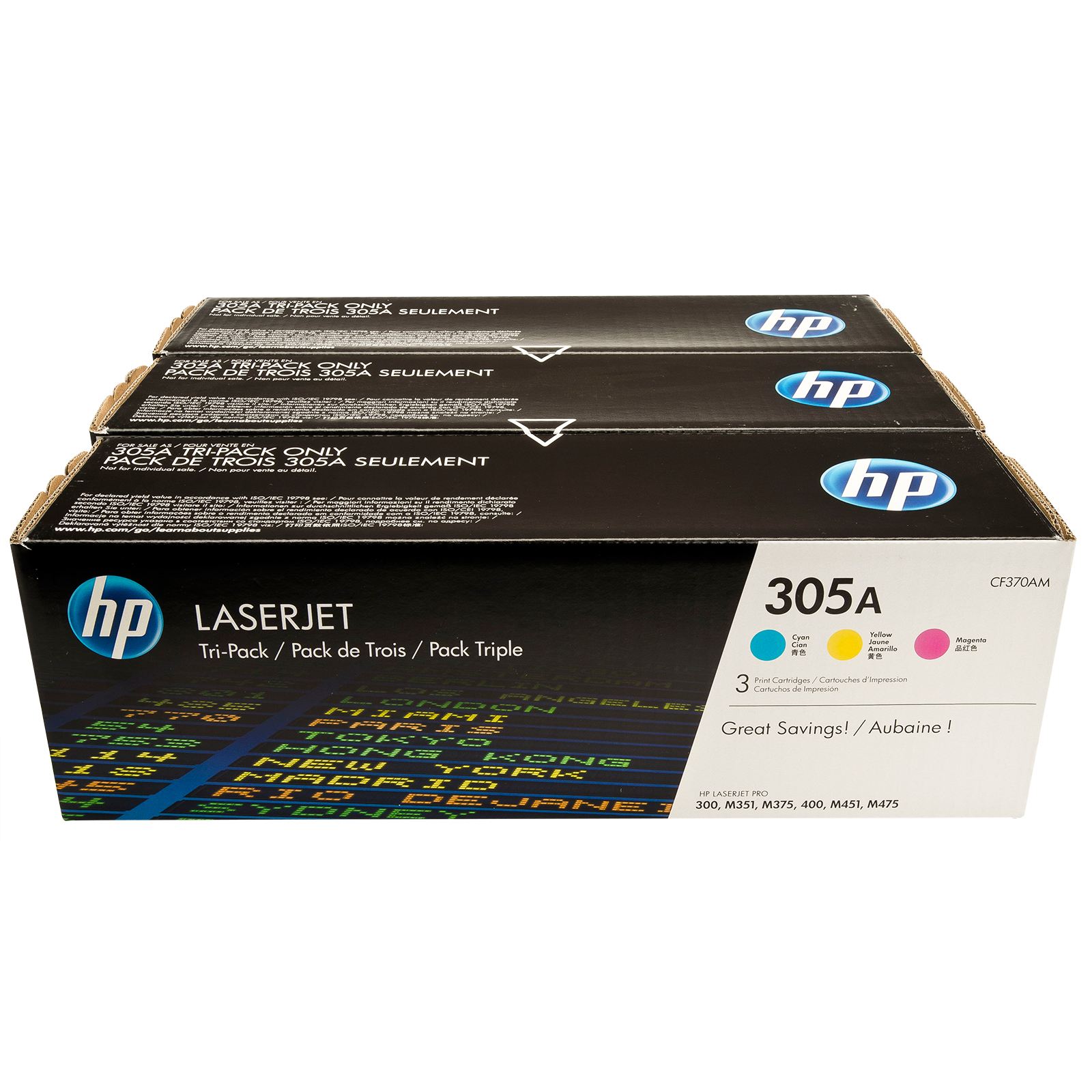 Toner Laser HP LaserJet Pro 300/400 - PACK c/ 3 Cores (305A)