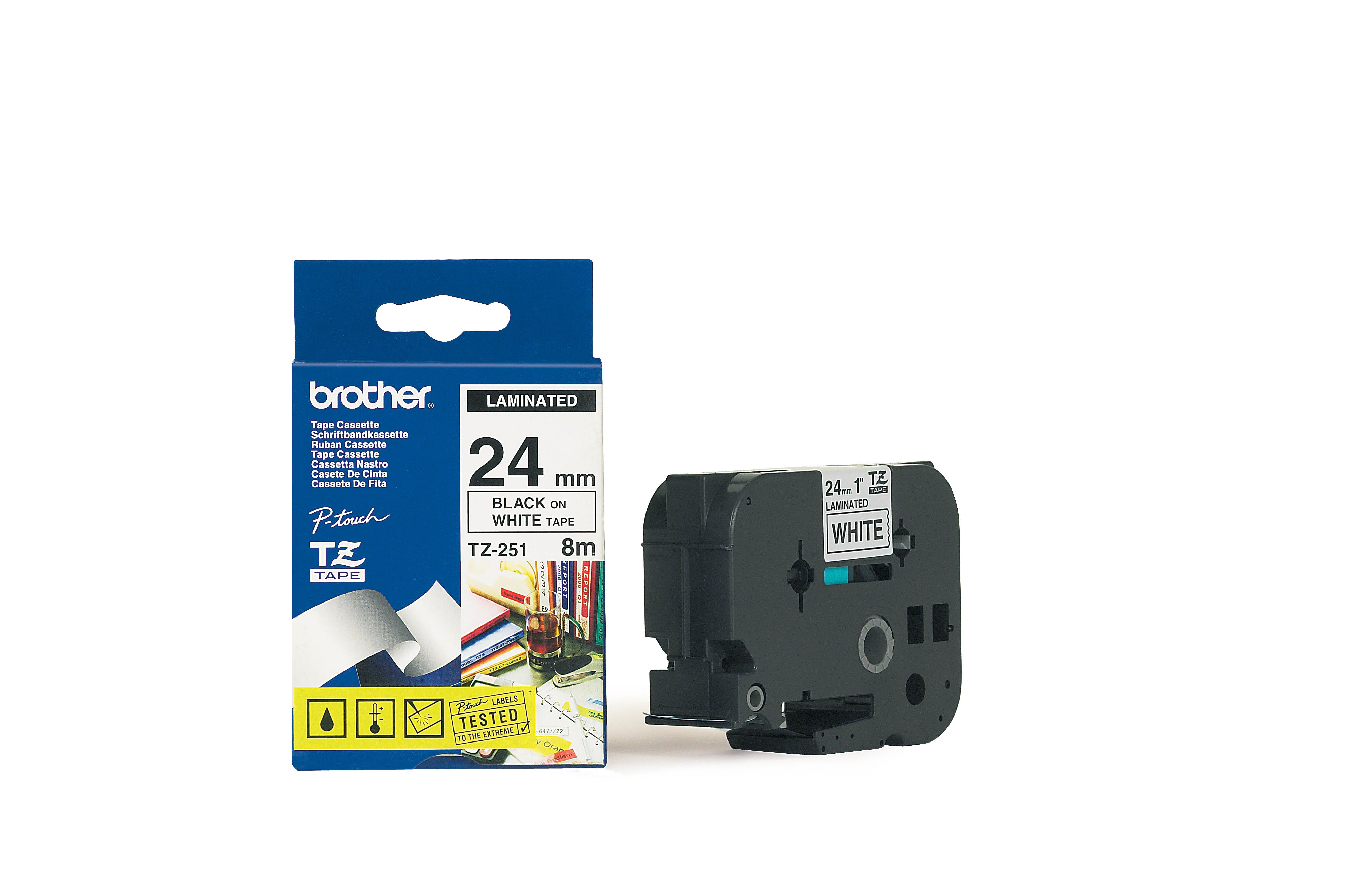 Fita Brother P-Touch Branco/Preto 24 mm x 8 m