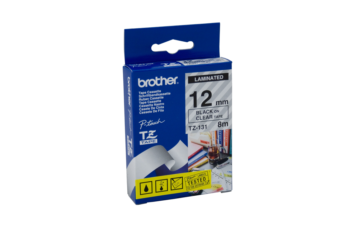 Fita Brother P-Touch Transparente/Preto 12 mm x 8 m