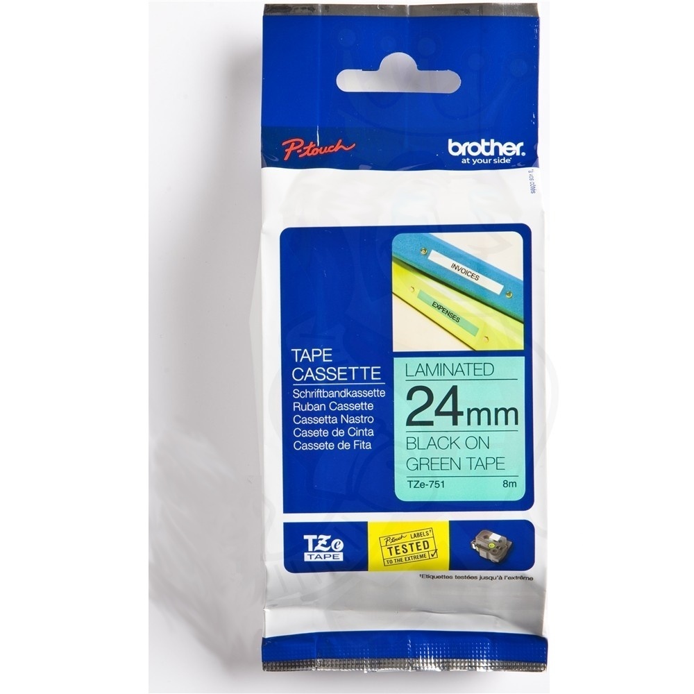 Fita Brother P-Touch Verde/Preto 24 mm x 8 m