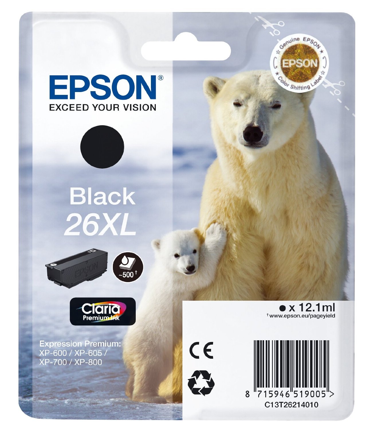 Tinteiro Preto Epson Expressin Premium XP-600/700/800 - 26XL
