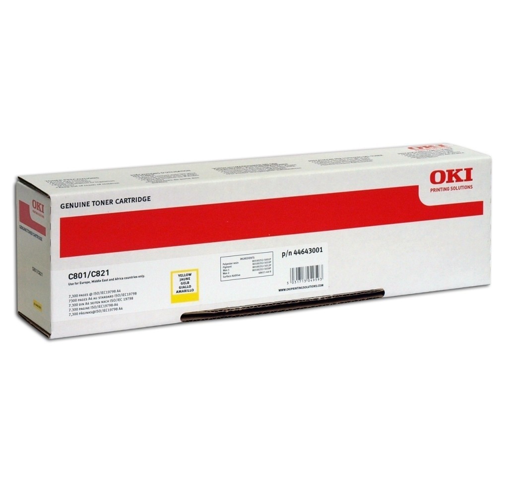 Toner Laser Oki Okipage C801/821 - Amarelo (44643001)