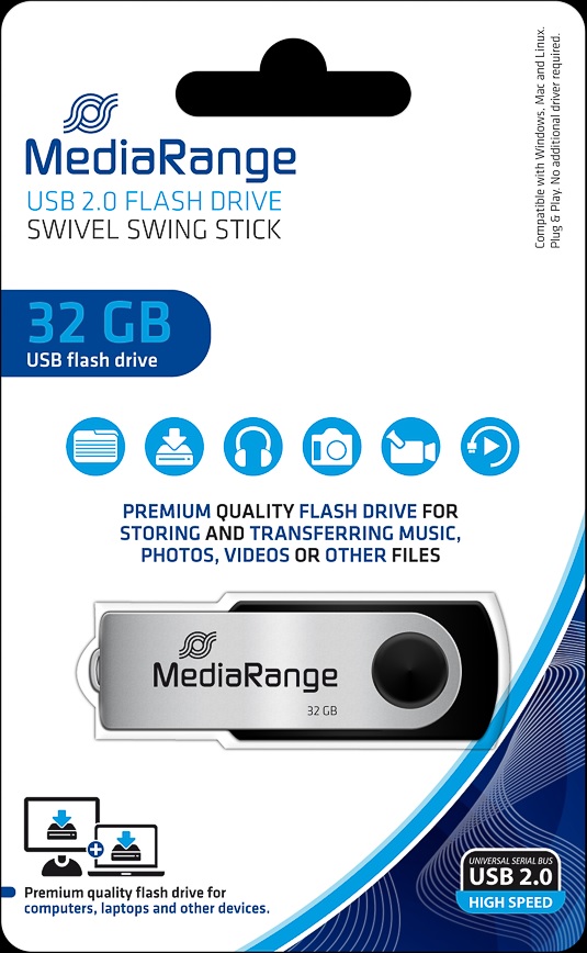 Pen Drive Mediarange 16GB USB 2.0