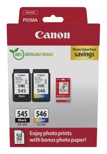 Pack Canon Pixma iP2800/MG2450/MX490- PG-545/CL-546+50 folha